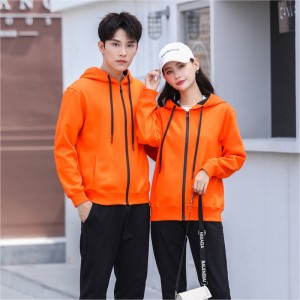 #8029-Full-Zip LightWeight Contrast color Hooded Jacket