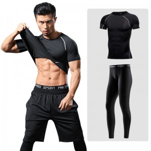 FDMM005-Men's Sports Running Set Compression Shirt + Pants