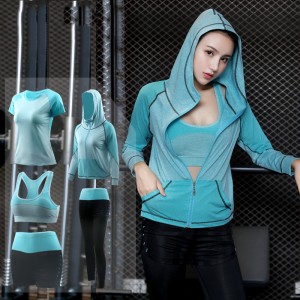 FDMF002- Women's 5pcs Sport Suits Fitness Yoga Running Athletic Tracksuits