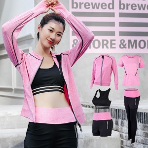 FDMF004- Women's 5pcs Sport Suits Fitness Yoga Running Athletic Tracksuits